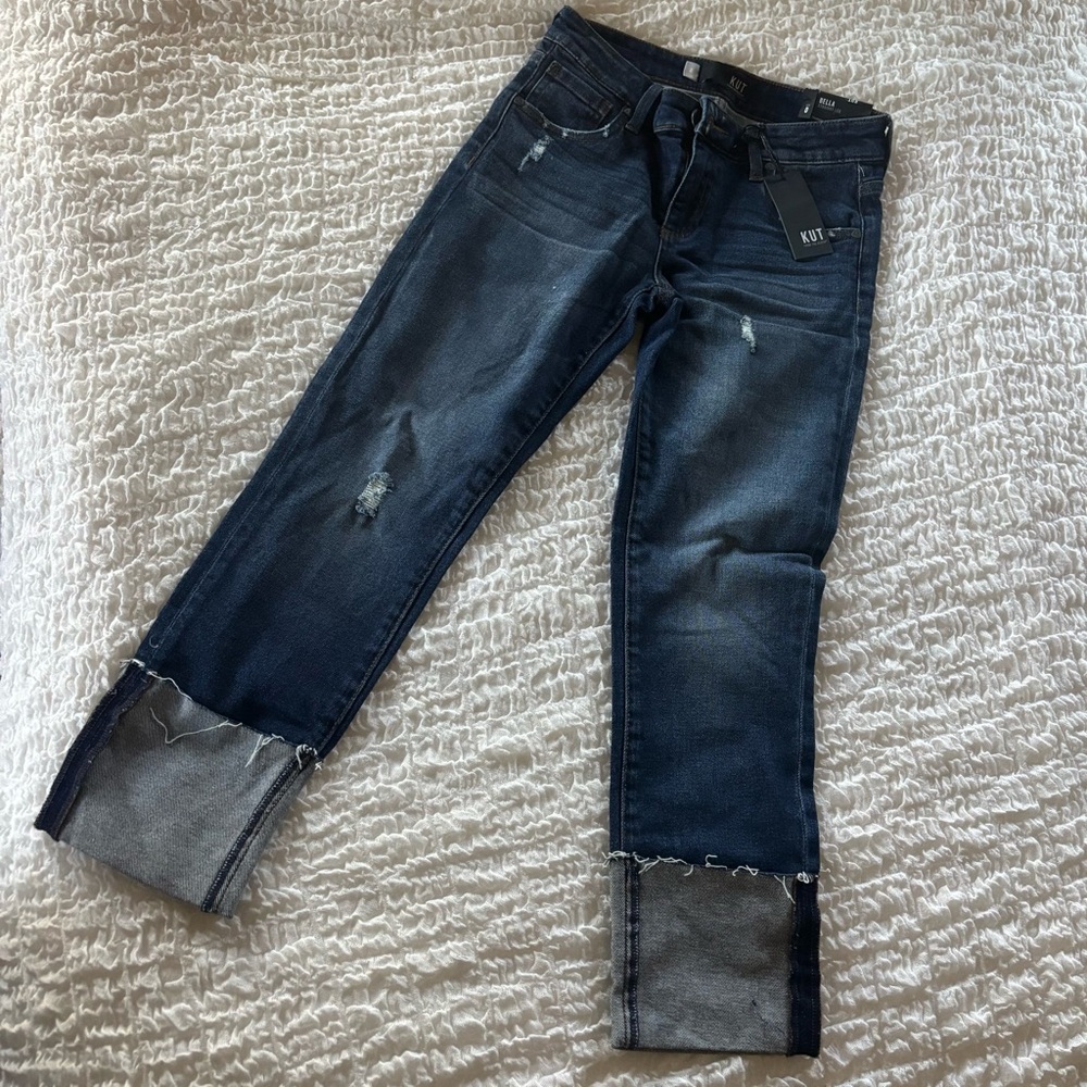 NWT Kut from the Kloth Bella Straight Leg Cropped Jeans size 0